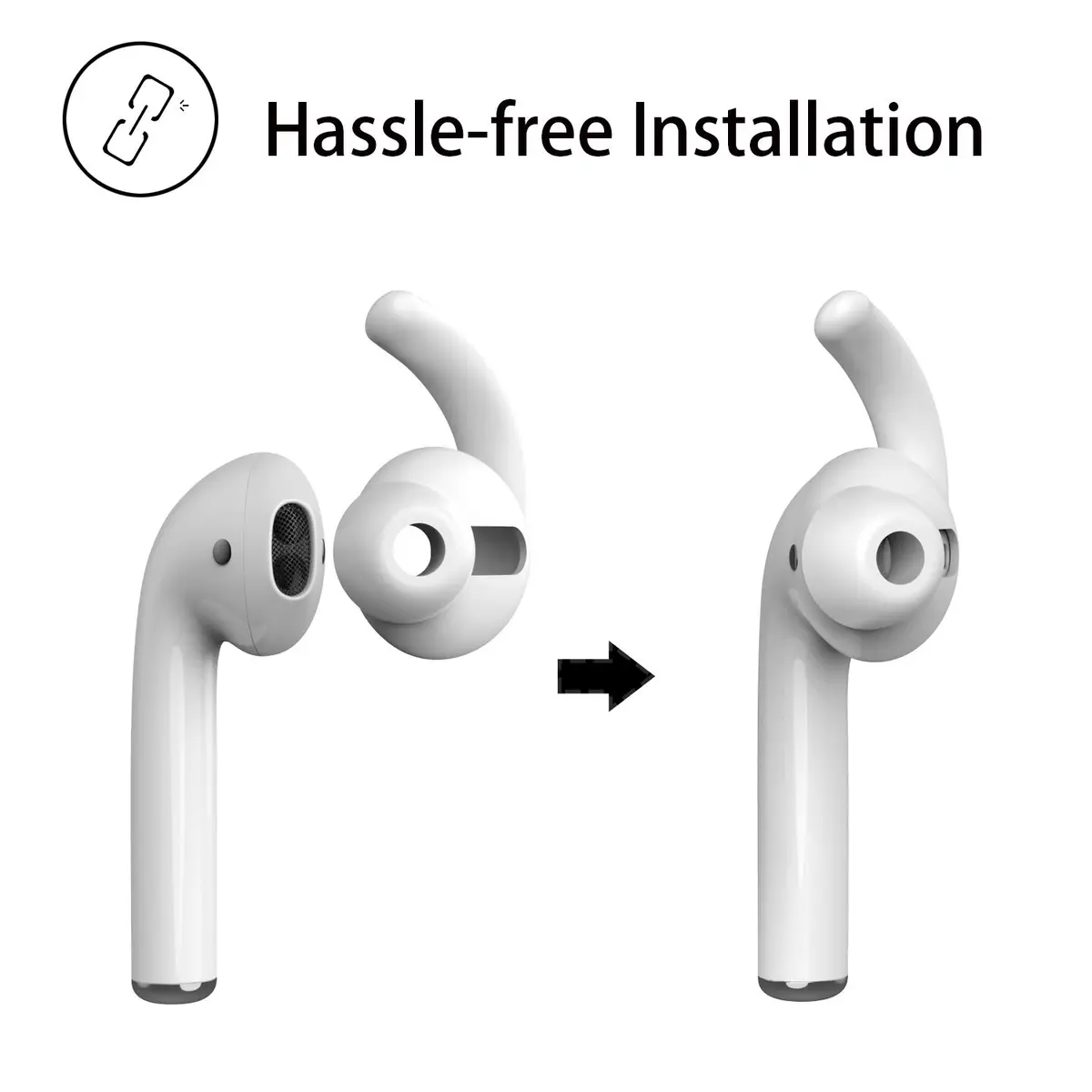 REEYEAR Anti-Slip Earhooks for Apple AirPods 1 & 2, Soft Silicone Skin, Sound Enhancement, 2 Pairs White - view 3