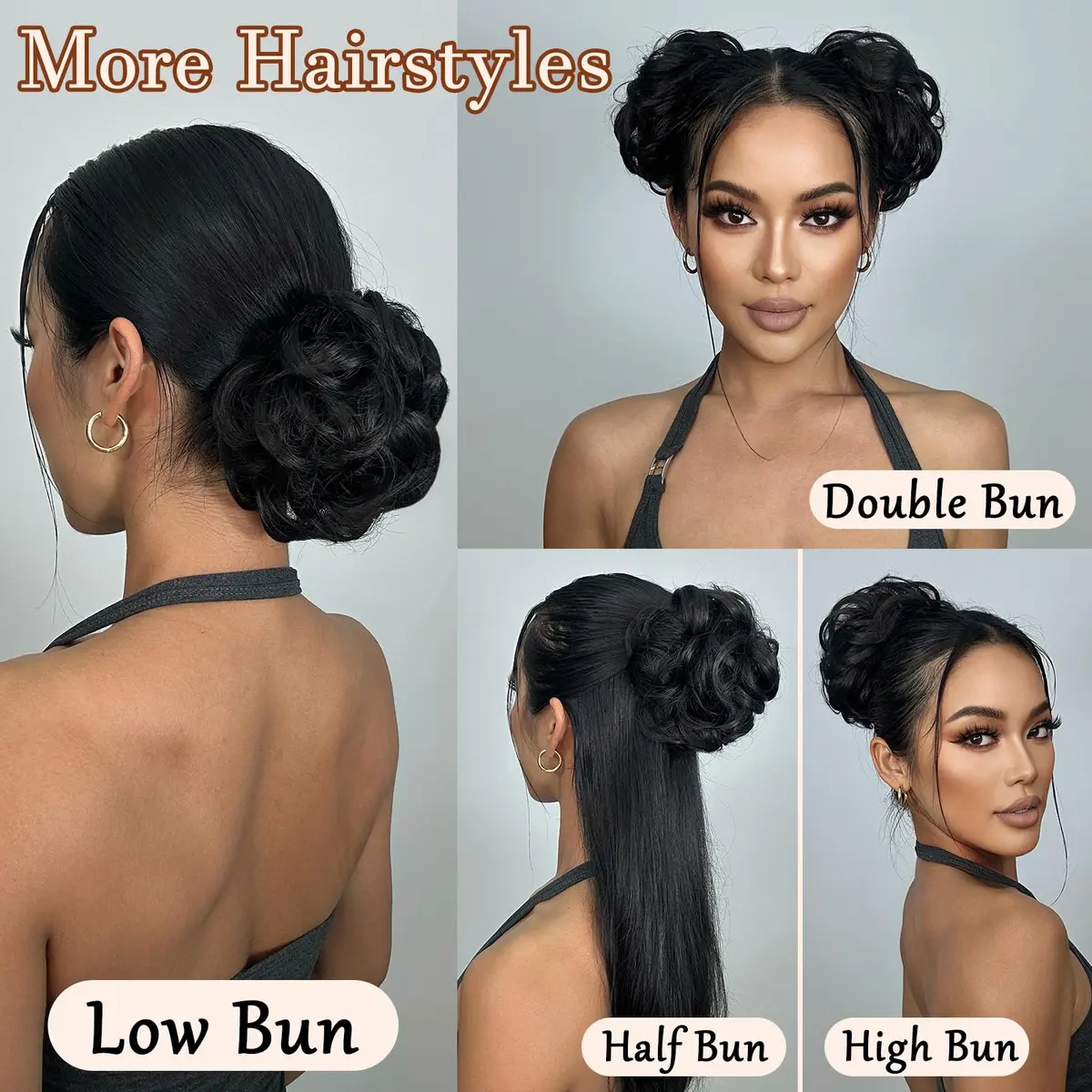 MORICA 2PCS Dark Brown Messy Bun Hair Piece for Women, 85g (3oz) Heat Resistant Synthetic Fiber | Adds Volume and Fullness - view 5