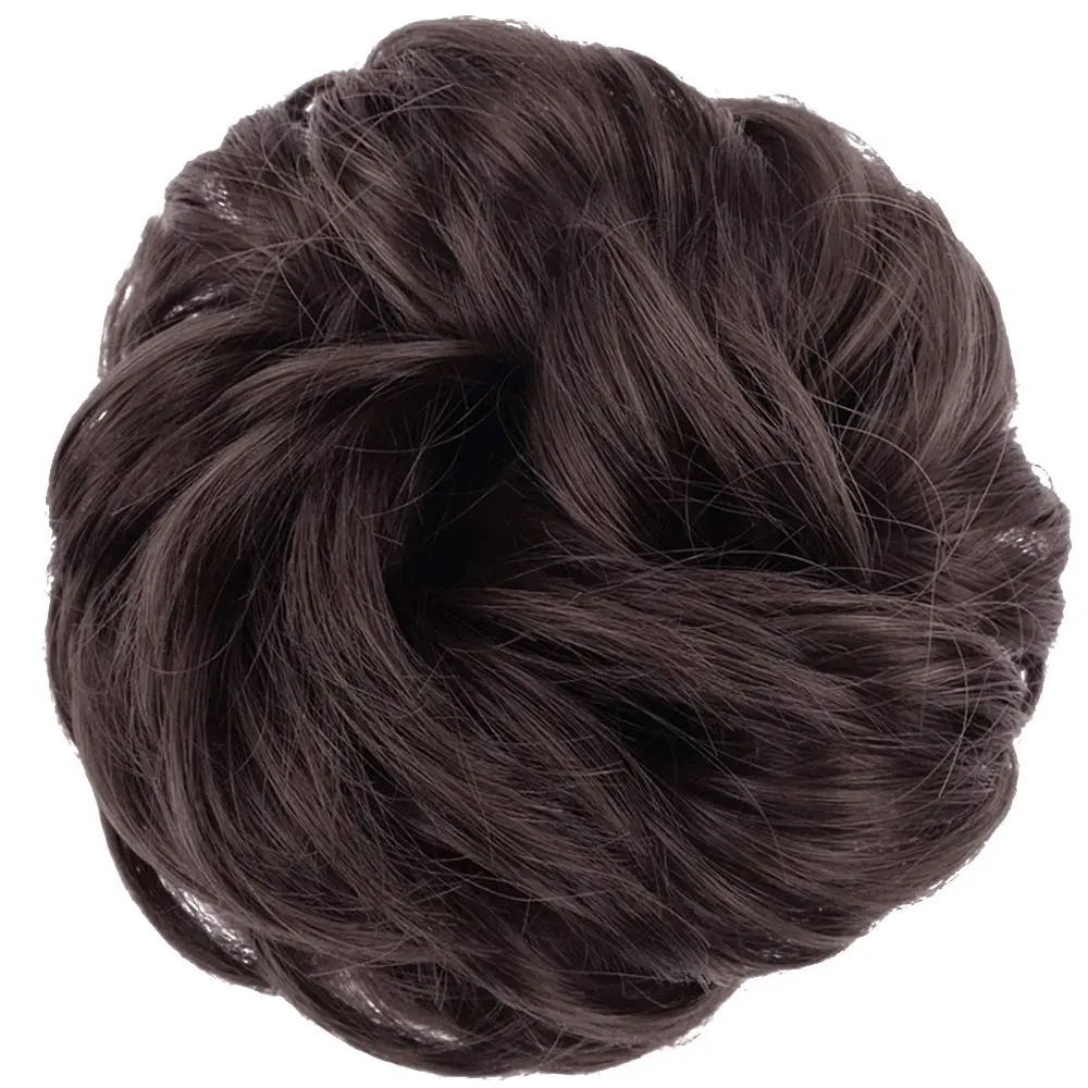 MORICA 2PCS Dark Brown Messy Bun Hair Piece for Women, 85g (3oz) Heat Resistant Synthetic Fiber | Adds Volume and Fullness - view 2