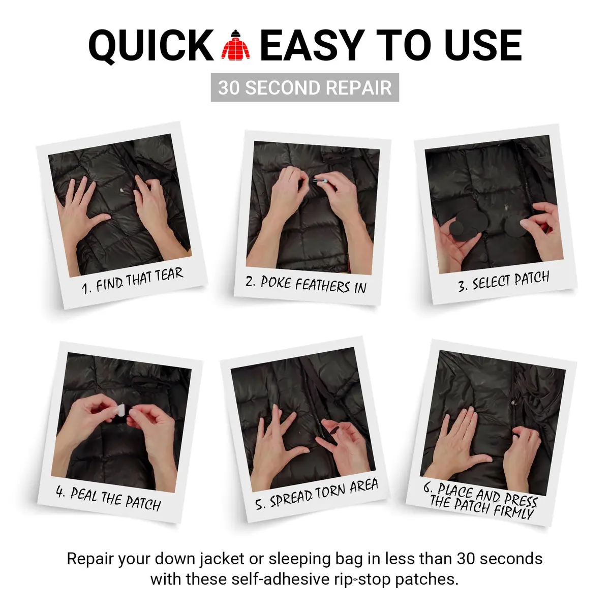 DJR Self-Adhesive Waterproof Repair Patch Kit | 30-Second Fix for Outdoor Gear, Nylon Ripstop, Multiple Colors - view 3