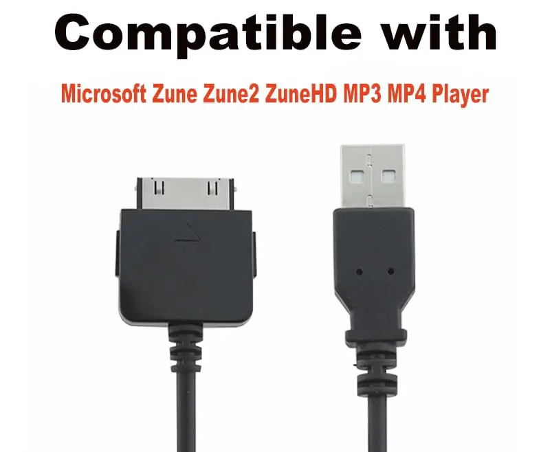 Adhiper Black USB Sync Data Transfer Charging Cable for Microsoft Zune Zune2 ZuneHD MP3 MP4 Player (1m / 3.3ft) - view 2