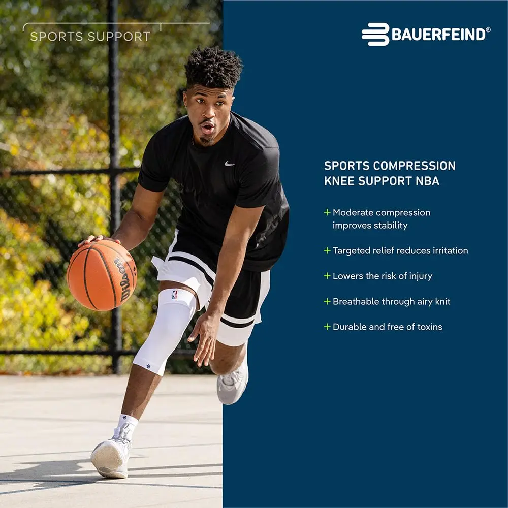 Bauerfeind Sports Compression Knee Support NBA Black L | FDA Approved, Doctor Recommended, Adjustable Fit - view 5