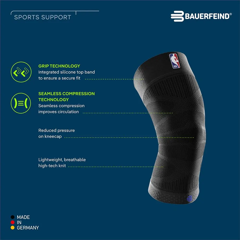 Bauerfeind Sports Compression Knee Support NBA Black L | FDA Approved, Doctor Recommended, Adjustable Fit - view 2