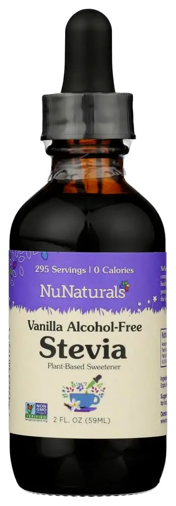 Nunaturals Liquid Stevia Sweetener, Vanilla Alcohol-Free, 2oz (2-Pack) | Zero-Calorie Sugar Substitute for Healthy Diets - main product image
