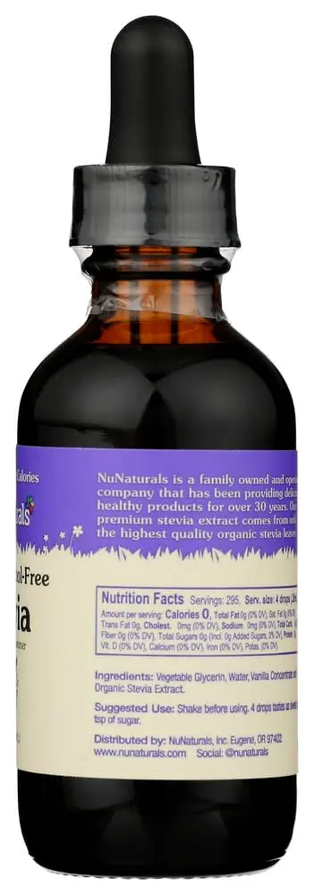 Nunaturals Liquid Stevia Sweetener, Vanilla Alcohol-Free, 2oz (2-Pack) | Zero-Calorie Sugar Substitute for Healthy Diets - view 4