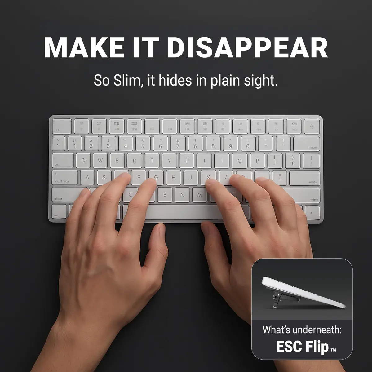 GPG2 ESC Flip Keyboard Stand for Desk, Adjustable Angles, Compatible with Apple Magic Keyboard & More - view 8