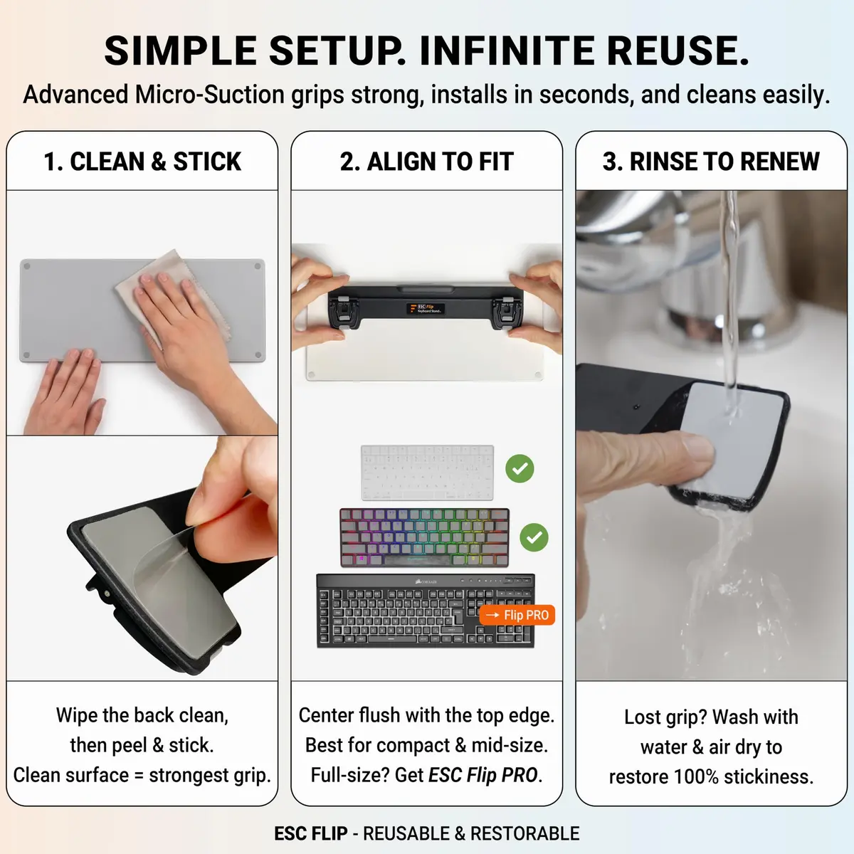 GPG2 ESC Flip Keyboard Stand for Desk, Adjustable Angles, Compatible with Apple Magic Keyboard & More - view 2