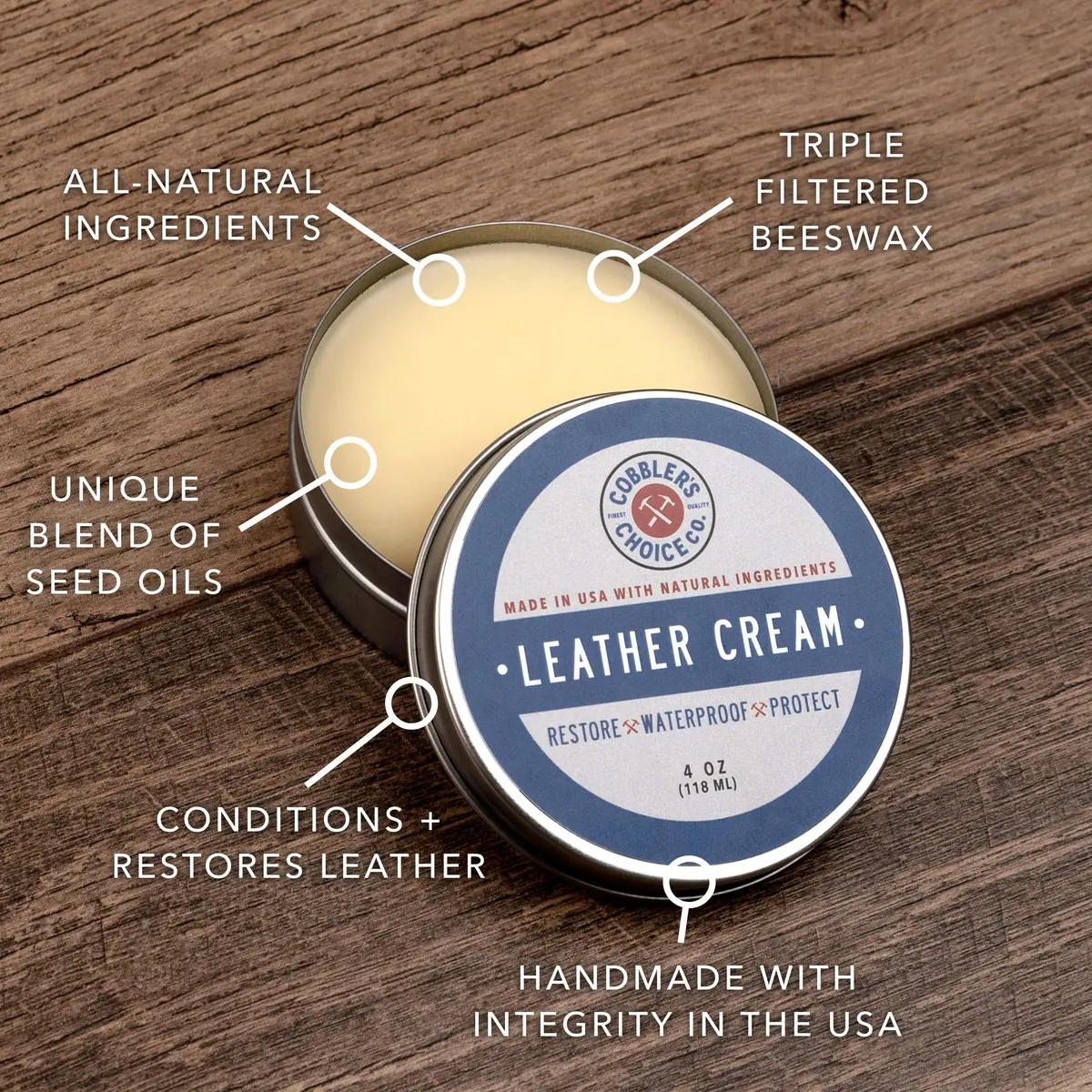 Cobbler's Choice Leather Cream - For Shoes, Boots & Bags with Beeswax | Conditions, Restores & Protects Leather - view 3