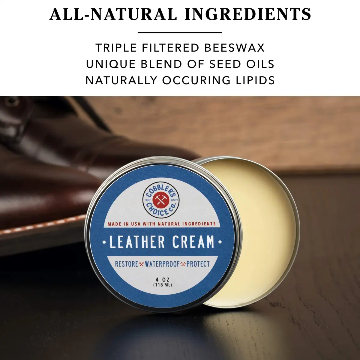 Cobbler's Choice Leather Cream - For Shoes, Boots & Bags with Beeswax | Conditions, Restores & Protects Leather - view 4