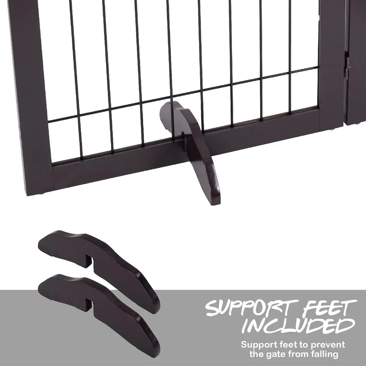 PAWLAND Dog Gate Indoor with Door, Freestanding, Foldable, 144" Wide, 30" H | Versatile Wooden Pet Barrier for All Breeds - view 9