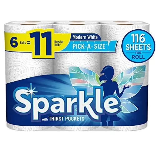 Sparkle Pick-A-Size Paper Towels, 6 Rolls = 11 Regular Rolls, 2-Ply Absorbent | Everyday Value Paper Towel With Full And Half Sheets - main product image