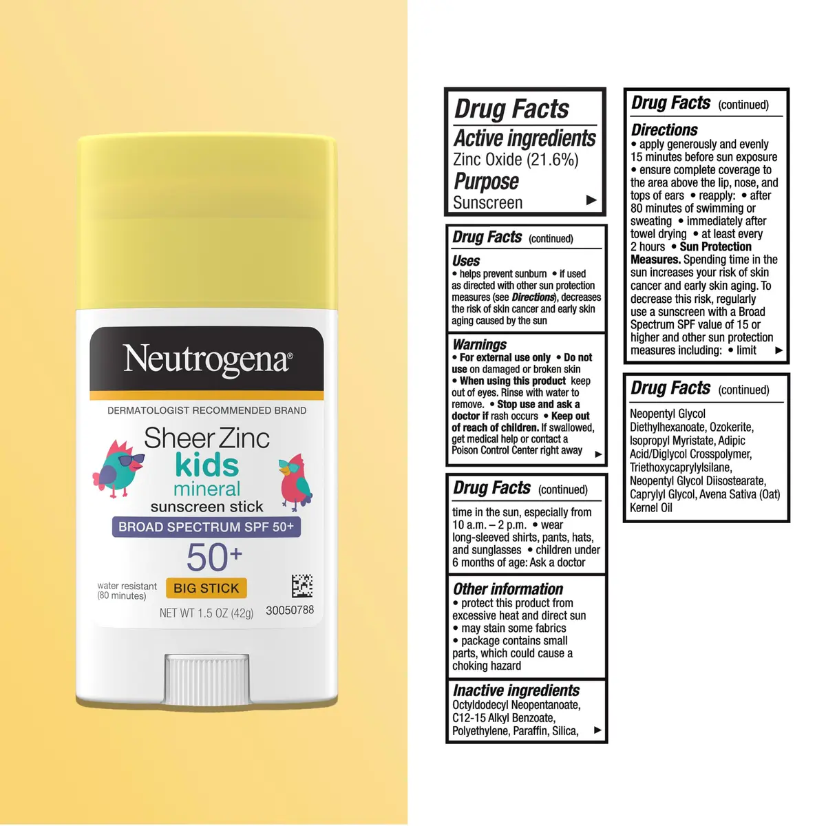 Neutrogena Sheer Zinc Oxide Kids Mineral Sunscreen Stick SPF 50+ 42g (1.5 Fl Oz) | Broad Spectrum UVA/UVB Protection - view 8