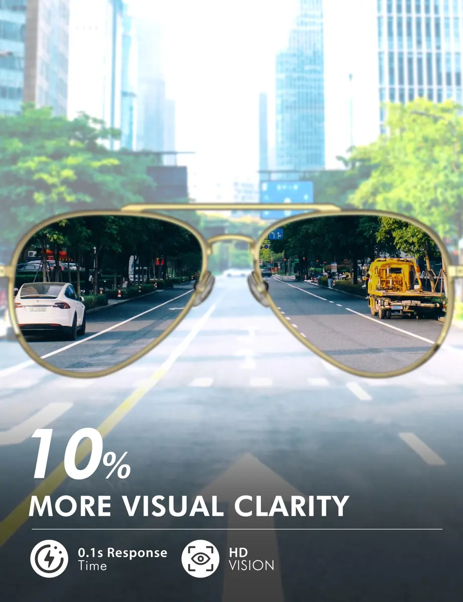 Luenx Aviator Polarized Sunglasses for Men & Women | 60mm Gradient Amber Lens, Lightweight Metal Frame - view 3