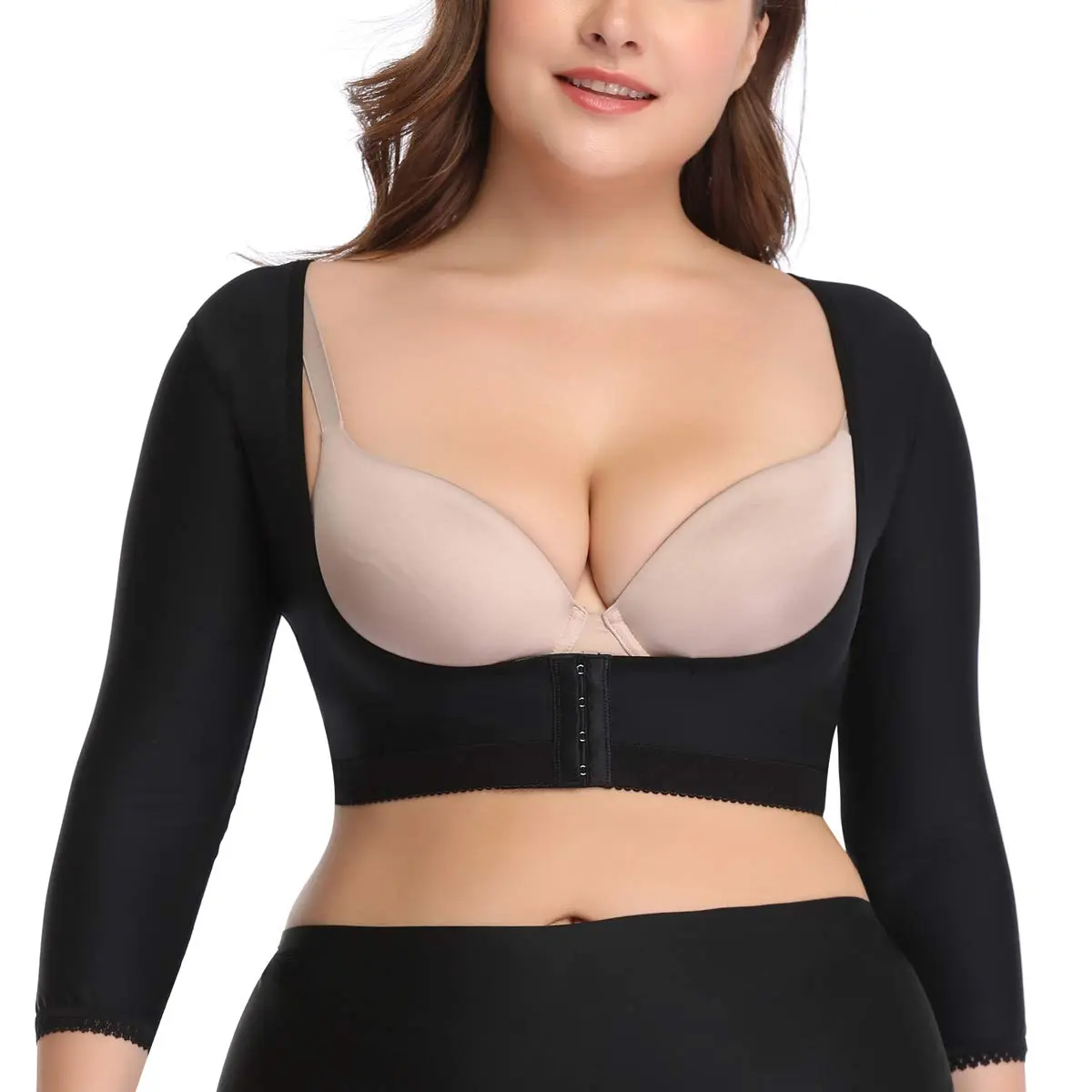 woahee Women's Arm Shaper Plus Size Arm Faja Compression Sleeve for Post Surgical Recovery, Black Large - main product image