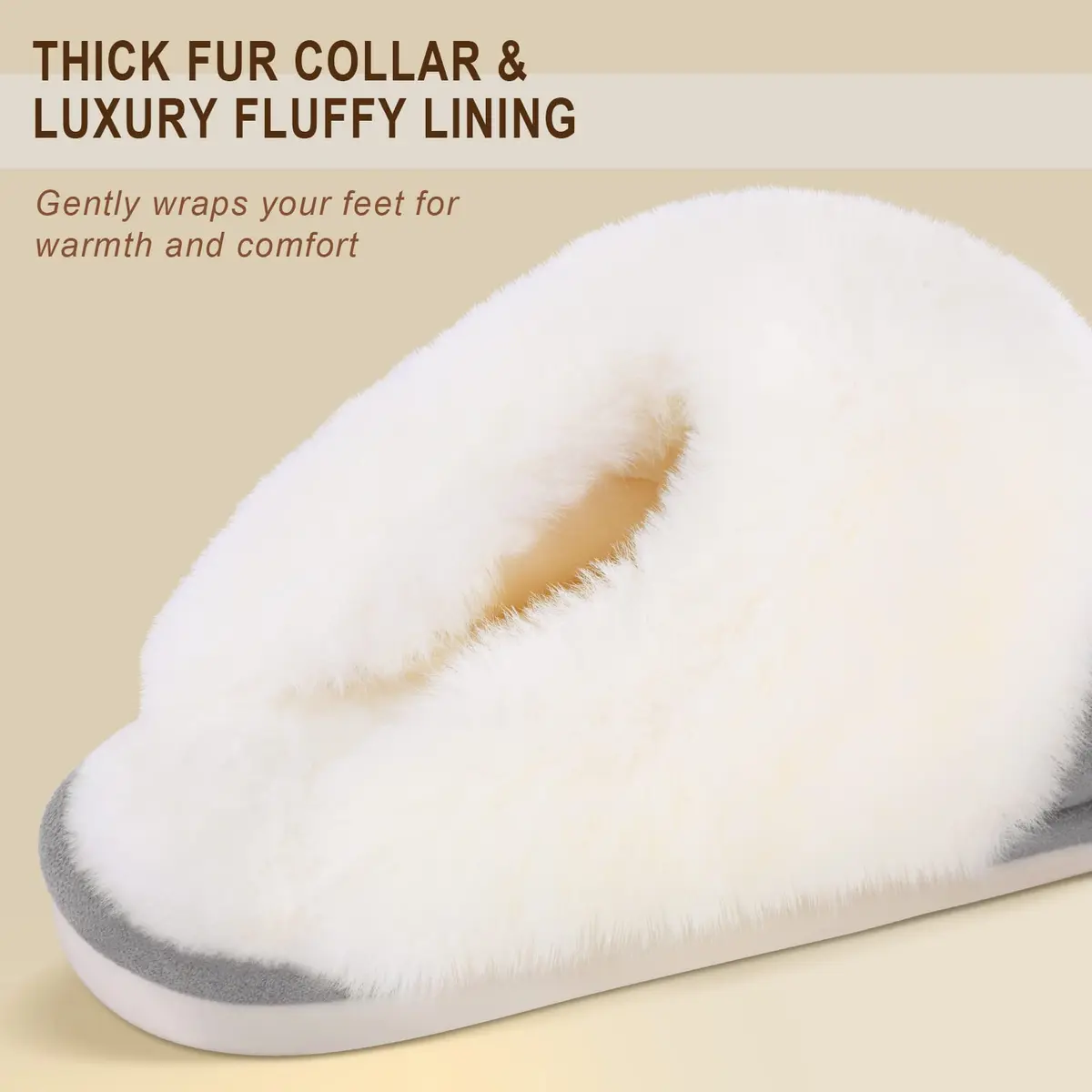 Parlovable Women Slippers with Memory Foam | Fuzzy Warm Indoor Outdoor Anti-Skid Grey 9-10 - view 5