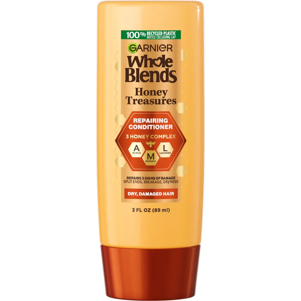 Garnier Whole Blends Honey Treasures Repairing Conditioner 3 Fl Oz | Nourishes & Strengthens Damaged Hair - main product image