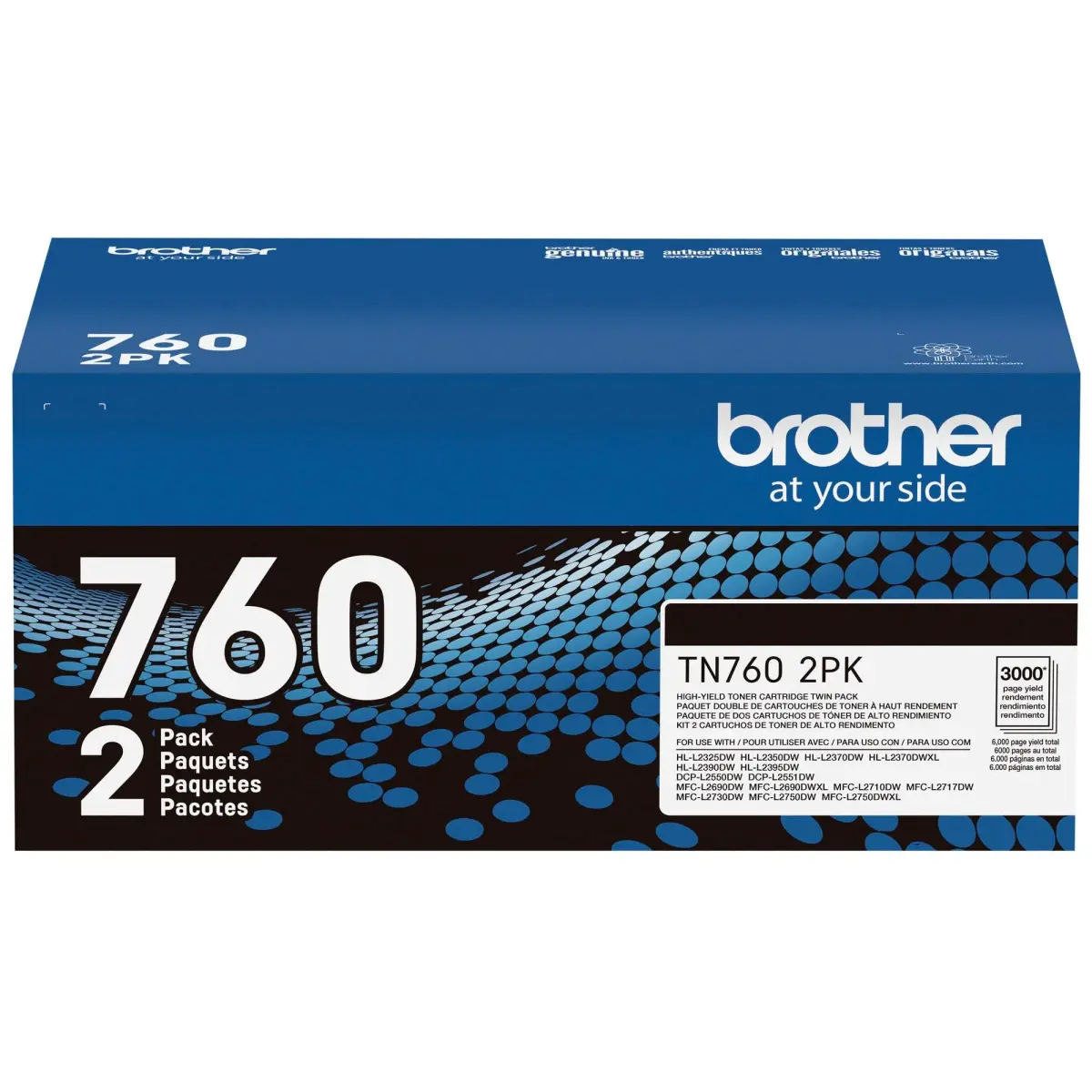 Brother Genuine High-Yield Black Toner Cartridge Twin Pack TN760 2Pk | 6,000 Pages Total - view 7