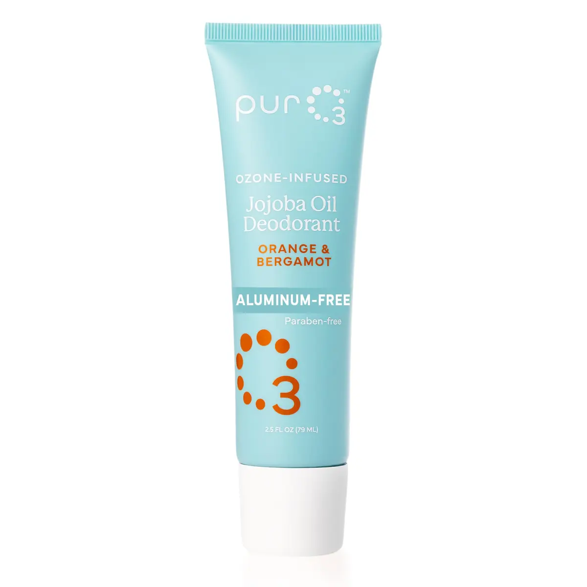 PurO3 Jojoba Oil Organic Deodorant, Orange & Bergamot | Natural Vegan Roll-On, 2.5 fl oz - main product image