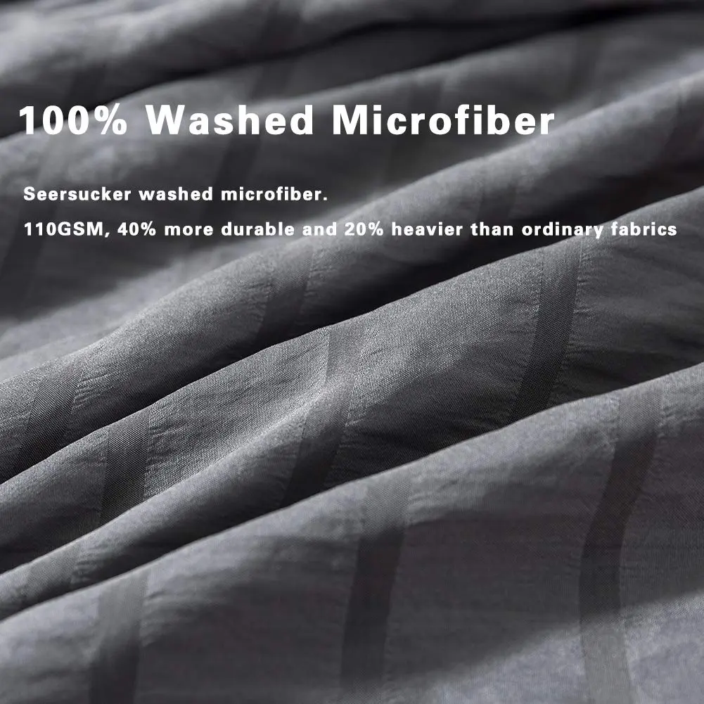 AveLom Textured Seersucker King Duvet Cover Set | Microfiber with Corner Ties & Zipper - view 3