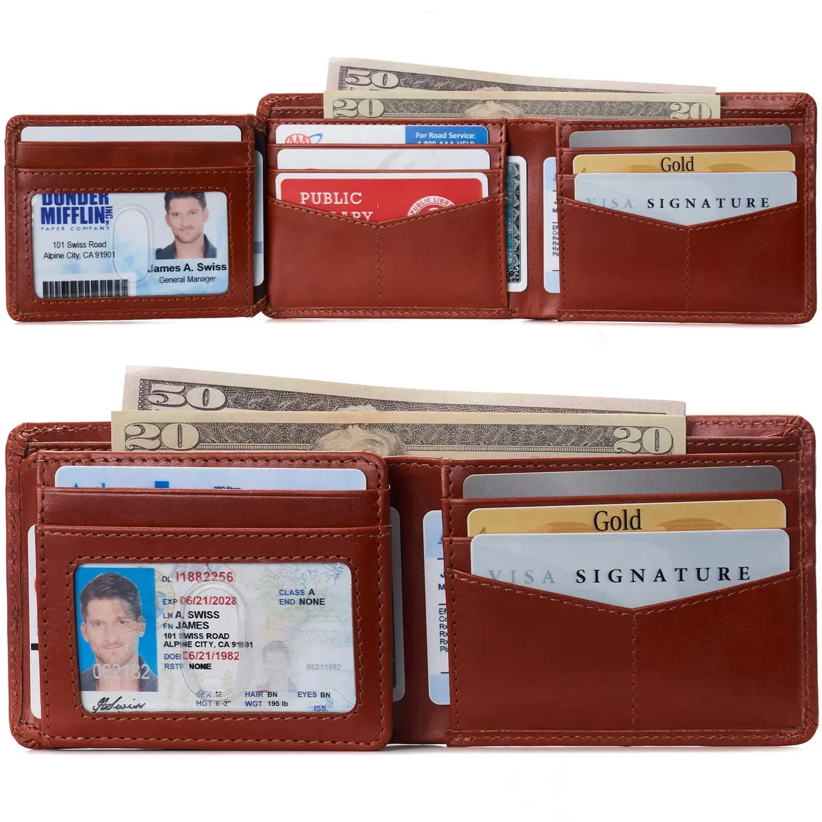 Alpine Swiss Spencer RFID Leather Bifold Wallet for Men | 11.1 cm (4.37") | 14 Card Slots - view 2