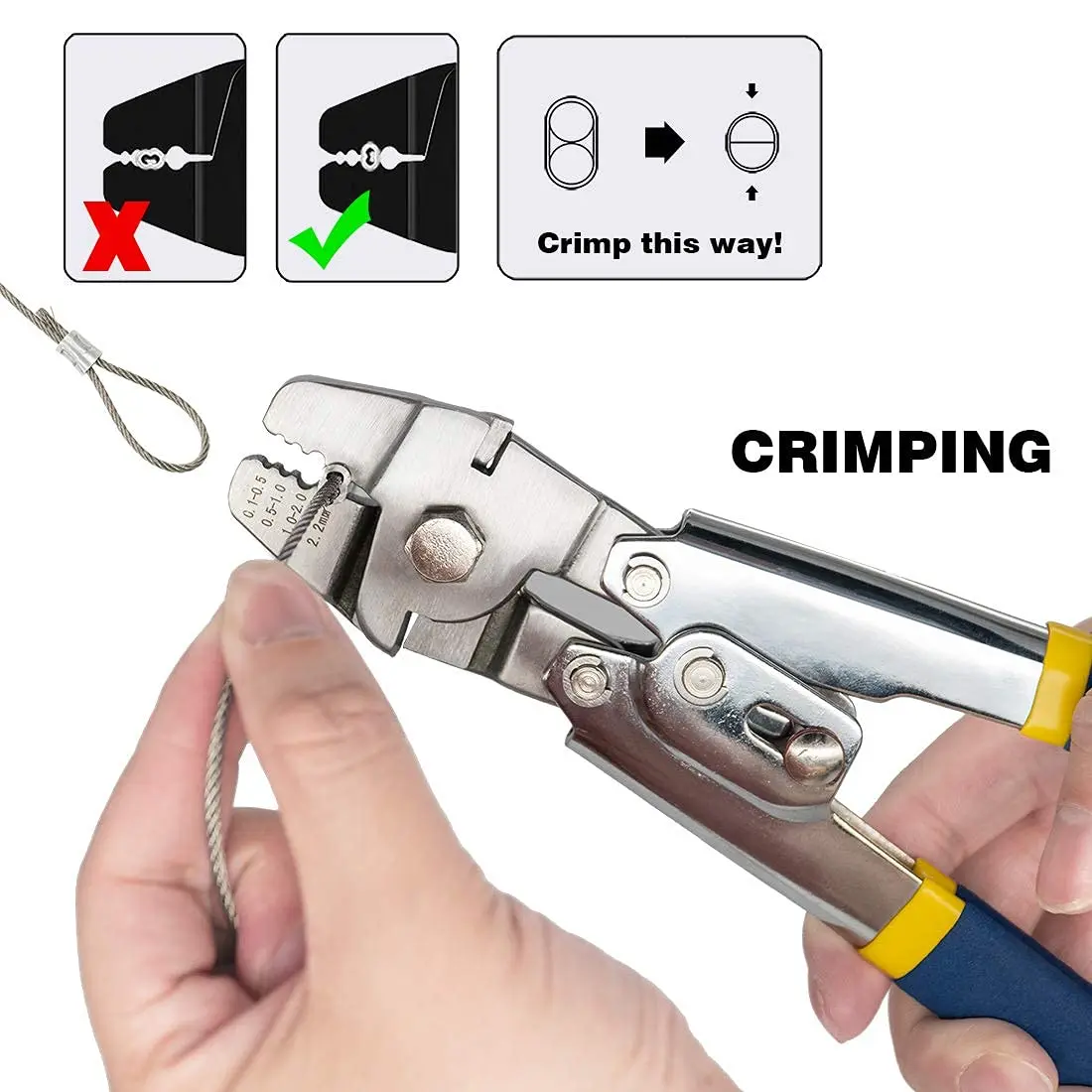 Sanuke Wire Rope Crimping Kit with 160pcs Ferrule Sleeves & 10pcs Steel Thimbles | 2.2mm Cable Swaging Tool - view 4