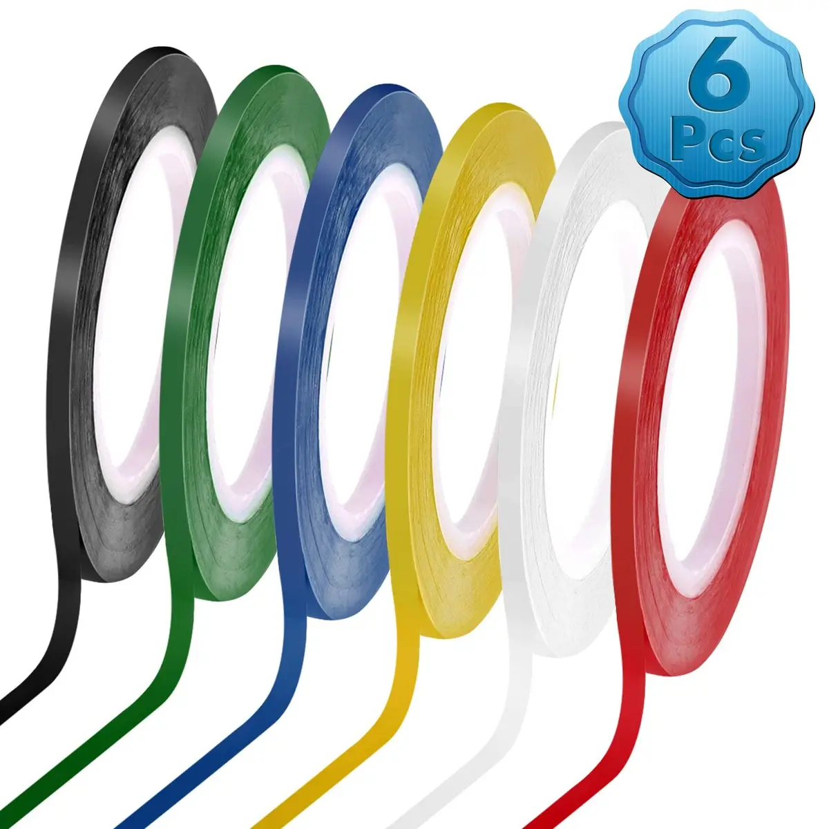 cridoz 1/8 inch Whiteboard Tape 6 Rolls (1296 ft Total) | Grid & Chart Tape for Organization - main product image