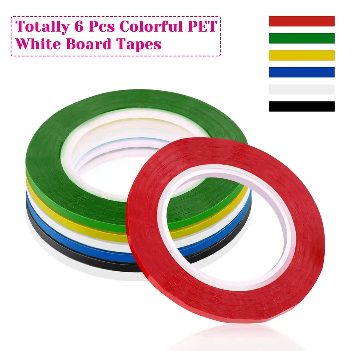 cridoz 1/8 inch Whiteboard Tape 6 Rolls (1296 ft Total) | Grid & Chart Tape for Organization - view 2