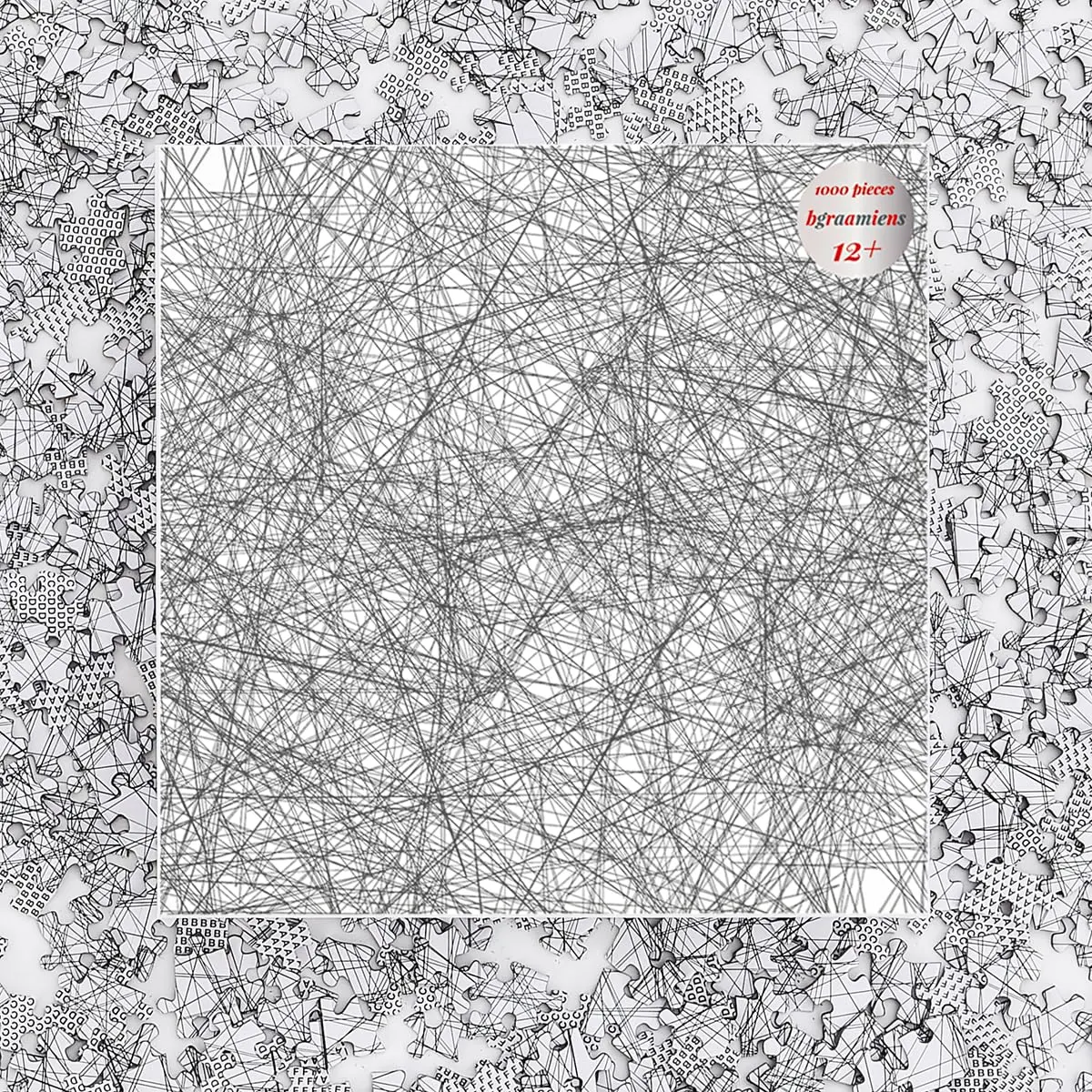 Bgraamiens Puzzle-The Lines 1000 Pieces | Challenging Black & White Art Puzzle for Adults & Kids - view 5