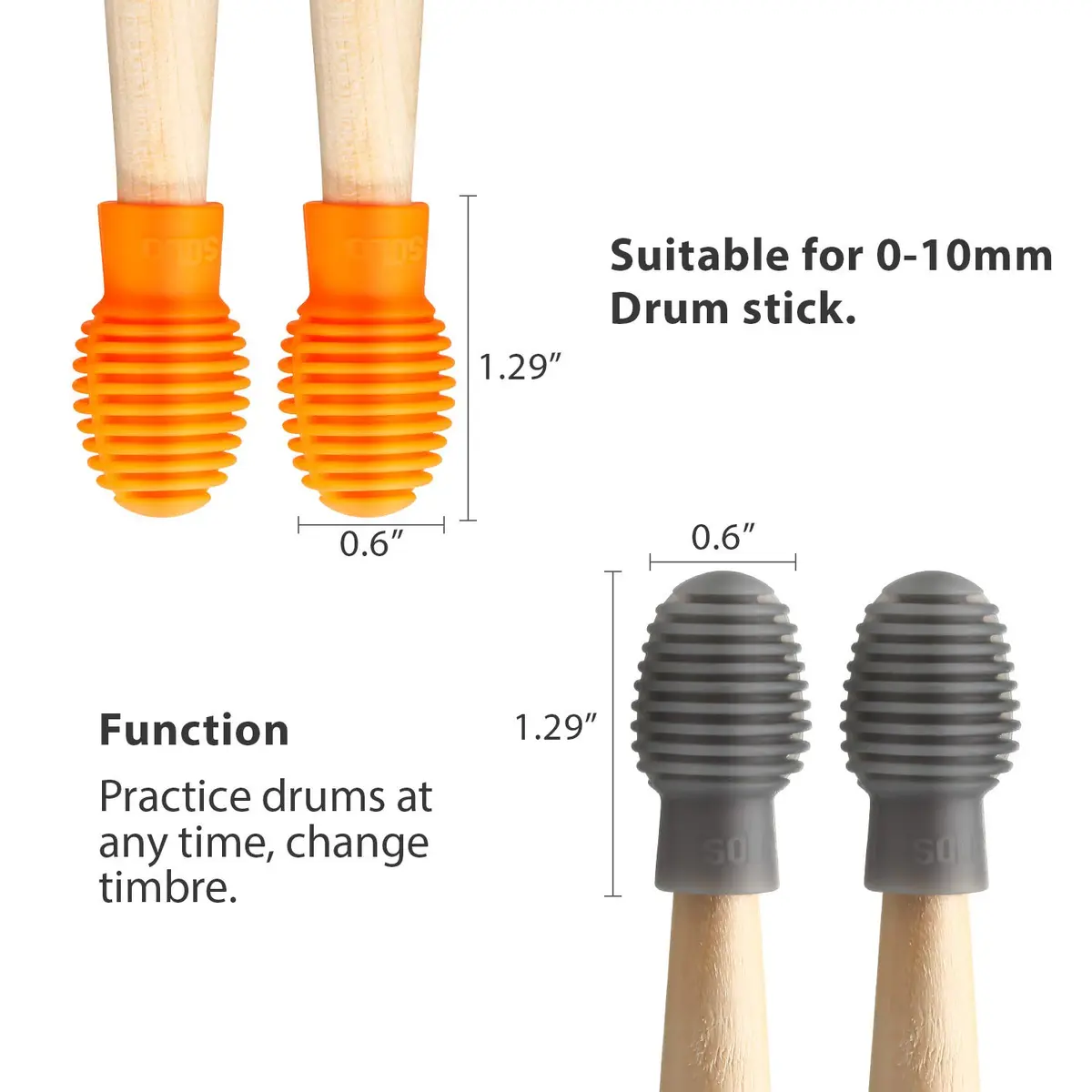 Frienda Silicone Drumstick Dampeners 4 Pcs | Noise-Reducing Practice Tips for Drummers - view 2
