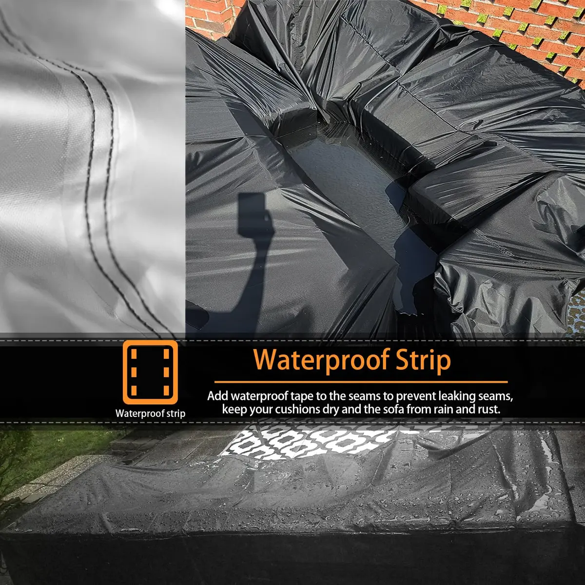 CKCLUU Patio Furniture Cover 208 cm x 158 cm x 76 cm | Waterproof 420D Oxford Fabric with Buckles - view 3