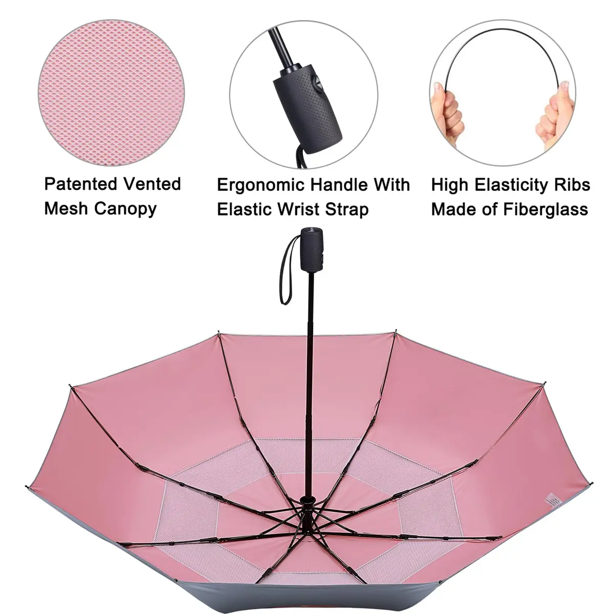 G4Free UPF 50+ UV Protection Travel Umbrella 46 Inch Sun Umbrella | Windproof & Waterproof with Silver Coating - view 4
