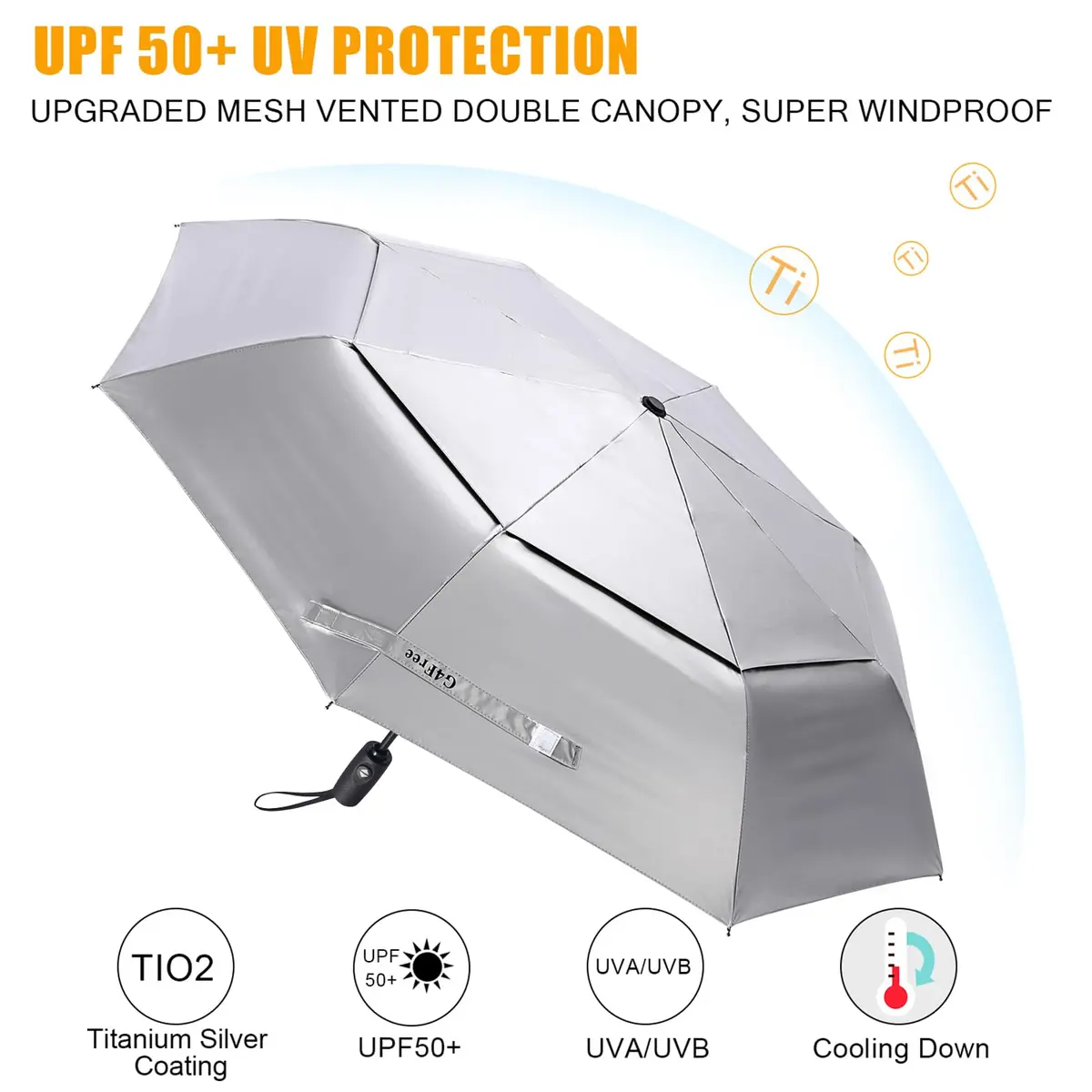 G4Free UPF 50+ UV Protection Travel Umbrella 46 Inch Sun Umbrella | Windproof & Waterproof, Auto Open/Close, Compact Size - view 3