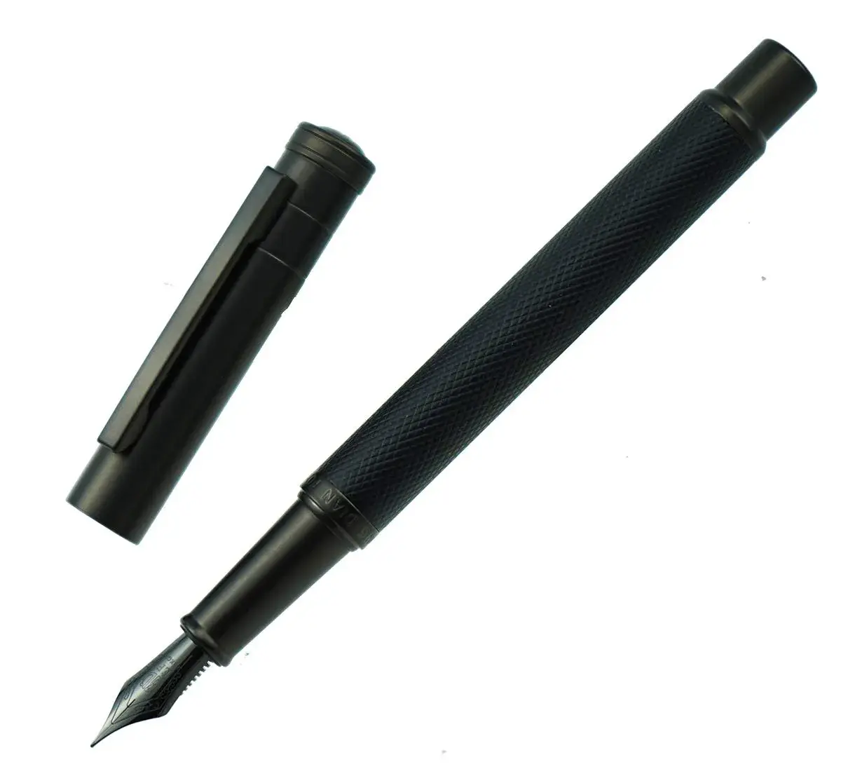 erofa H3 Black Fountain Pen with Bamboo Clip, Fine Nib, Silver Aluminum Alloy, 1 Count - main product image