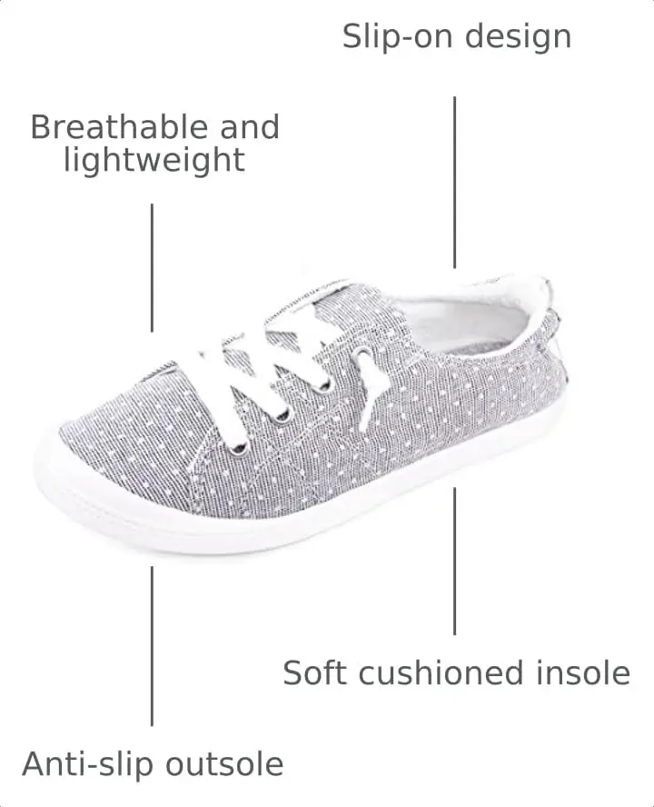 BENEKER Women's Low Top Canvas Sneakers with Polka Dots, Size 8 (US 8 / 25.4 cm) - view 4