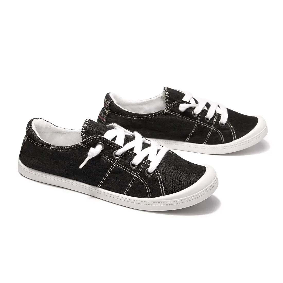 BENEKER Women's Slip-On Canvas Sneakers Low Top Walking Shoes Black Size 11 (28.5cm) - view 7