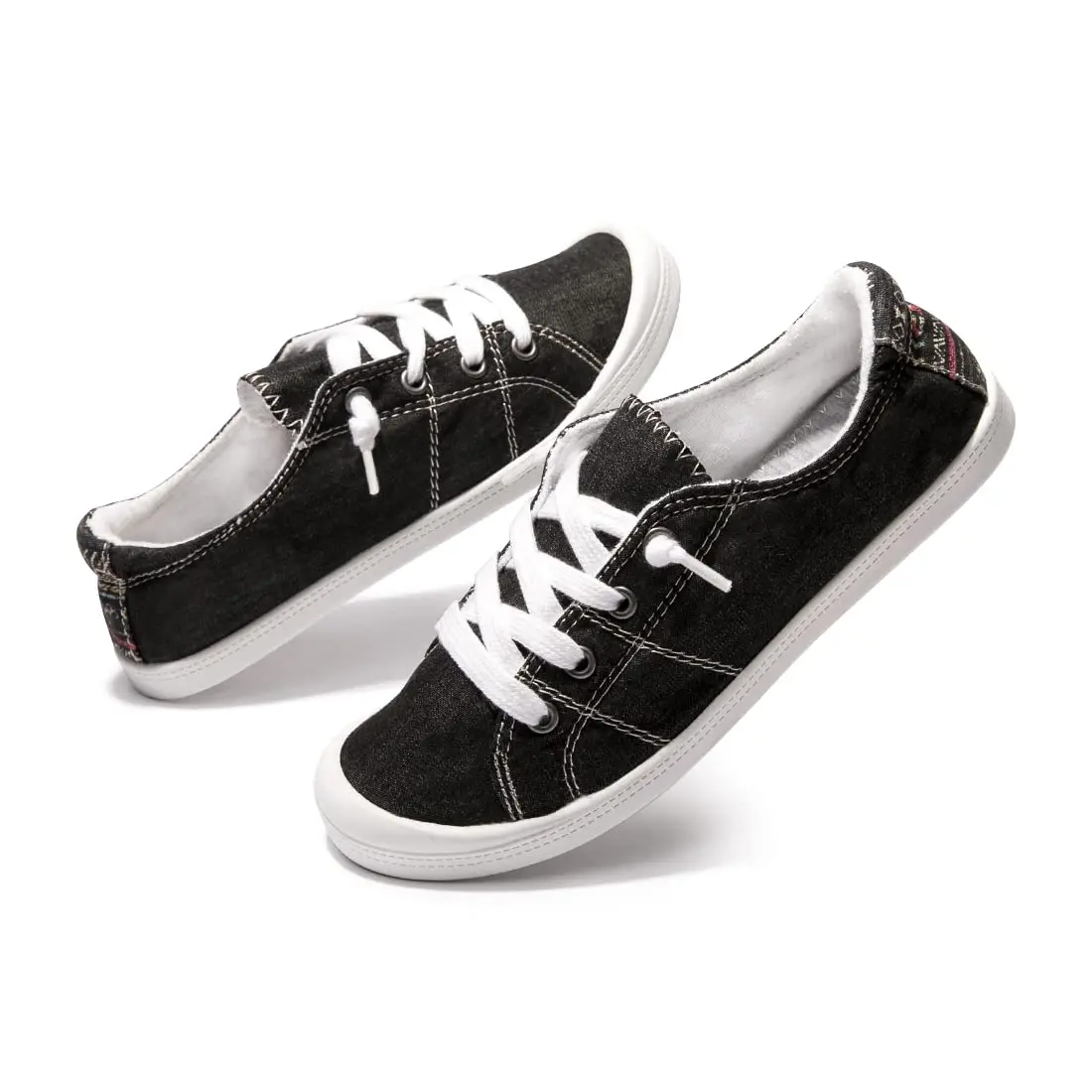 BENEKER Women's Slip-On Canvas Sneakers Low Top Walking Shoes Black Size 11 (28.5cm) - view 8