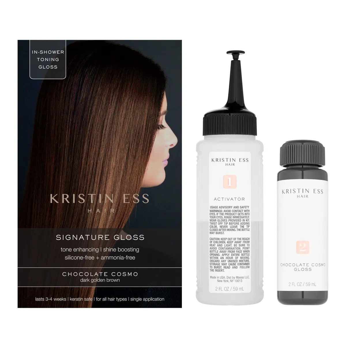 Kristin Ess Hair Gloss Chocolate Cosmo Dark Golden Brown 118ml (4 Fl Oz) | Semi-Permanent Color Depositing Conditioner for Vibrant Shine - view 2