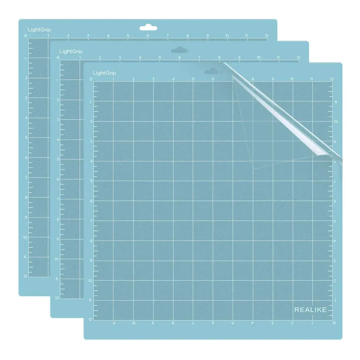 REALIKE 12x12 LightGrip Cutting Mat (3 Pack) | Gridded Adhesive Non-Slip Mat for Cricut Crafts - main product image