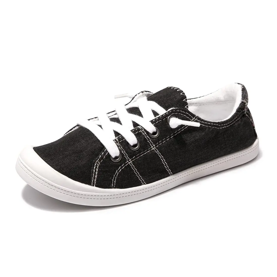 BENEKER Women's Slip-On Canvas Sneakers Low Top Walking Shoes Black | Breathable Lightweight Comfort for Everyday Wear - main product image