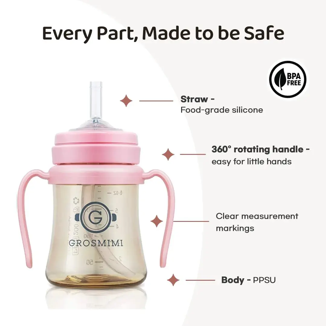 GROSMIMI PPSU Baby Straw Cup Stage 1, 6oz (Aqua Green) | Spill-Proof, BPA-Free, 180ml - view 4