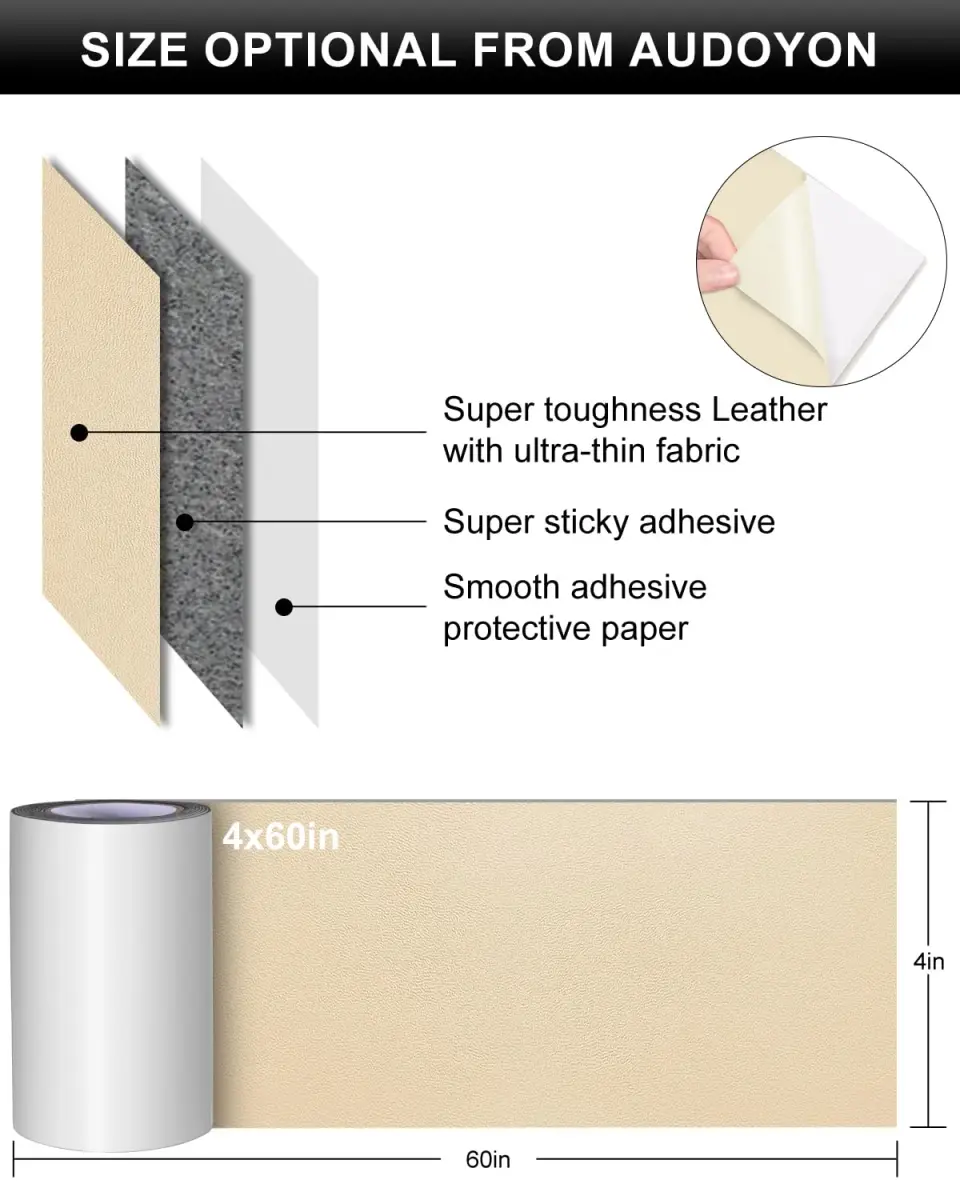 Numola Self-Adhesive PU Leather Repair Patch 360" x 4" (10.2cm x 914.4cm) | Fixes Sofas, Jackets, Bags - view 2