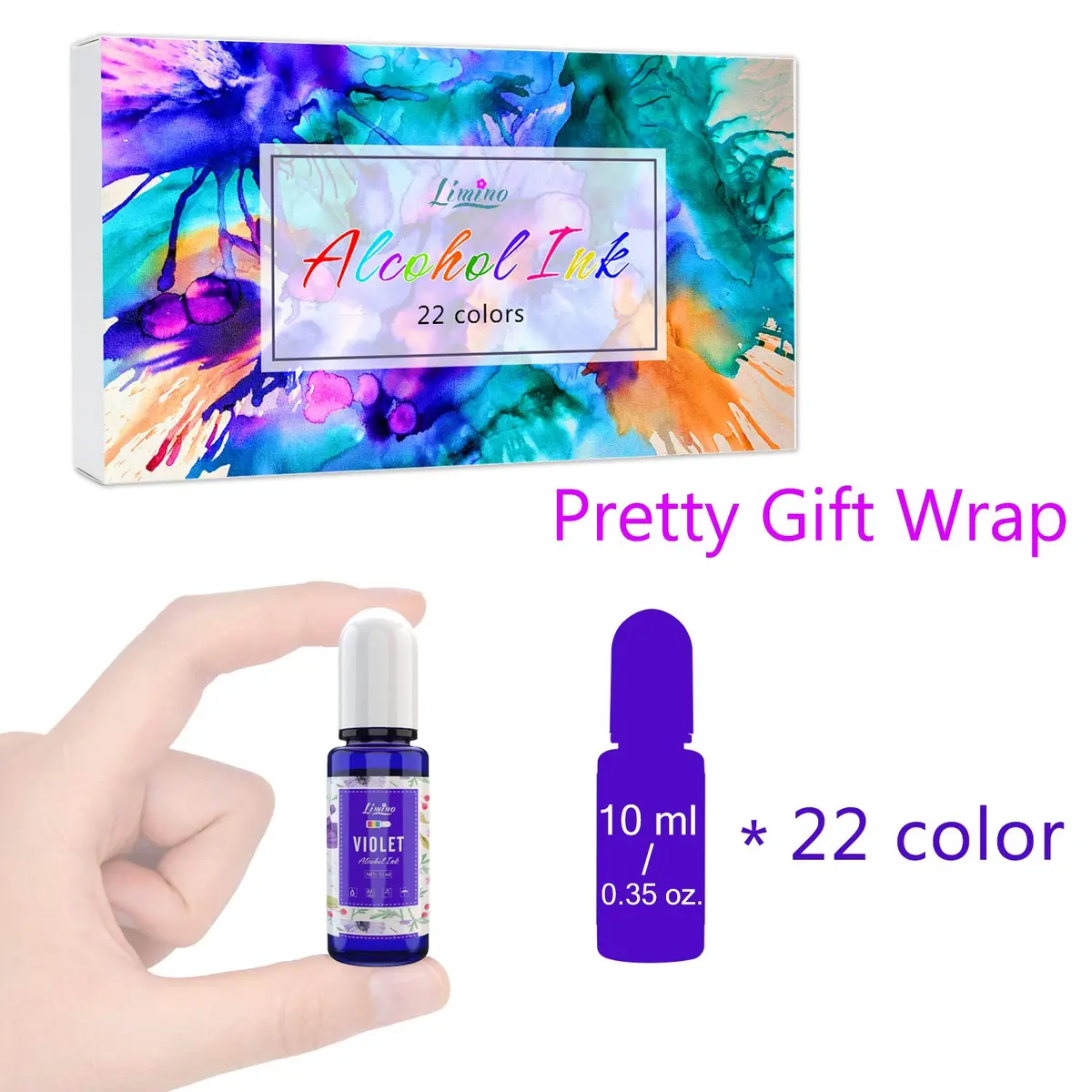 Limino Alcohol Ink Set 22 Colors 220ml (7.44 Fl Oz) | Highly Pigmented for Resin Art & Crafts - view 6