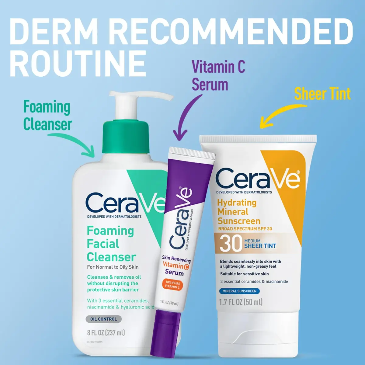 CeraVe Tinted Sunscreen SPF 30 Moisturizer Medium 1.7 Fl Oz (50 ml) | Dermatologist-Developed Mineral Sunscreen - view 8