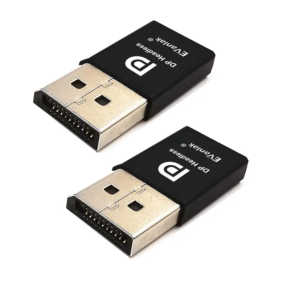 EVanlak Headless Ghost DisplayPort Emulator 2-Pack | 3840x2160@17Hz DP Dummy Plug - main product image