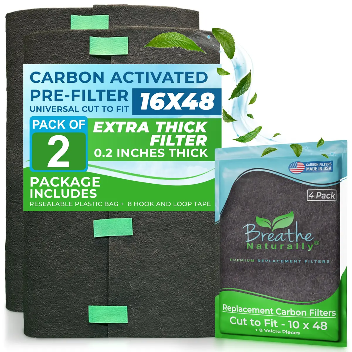 Breathe Naturally Universal Cut To Fit Activated Carbon Air Filter 16x48 | Premium USA Made Odor & Pollutant Filter - main product image