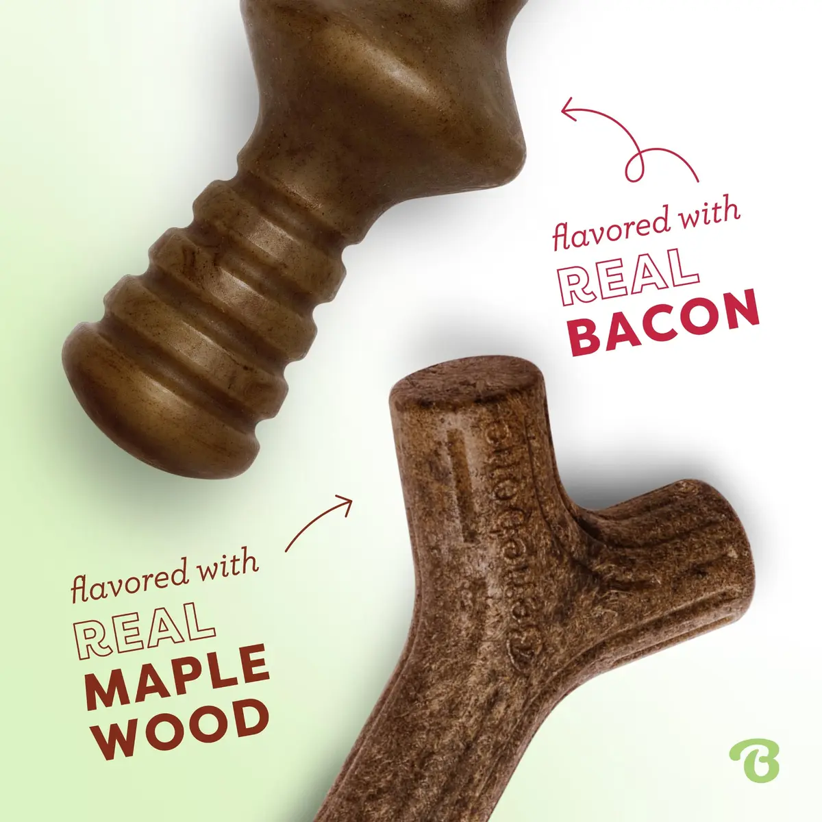 Benebone 2-Pack Maplestick/Zaggler Durable Dog Chew Toys, Tiny, 3.8 oz (108 g) | Real Bacon & Maple Wood Flavors - view 2