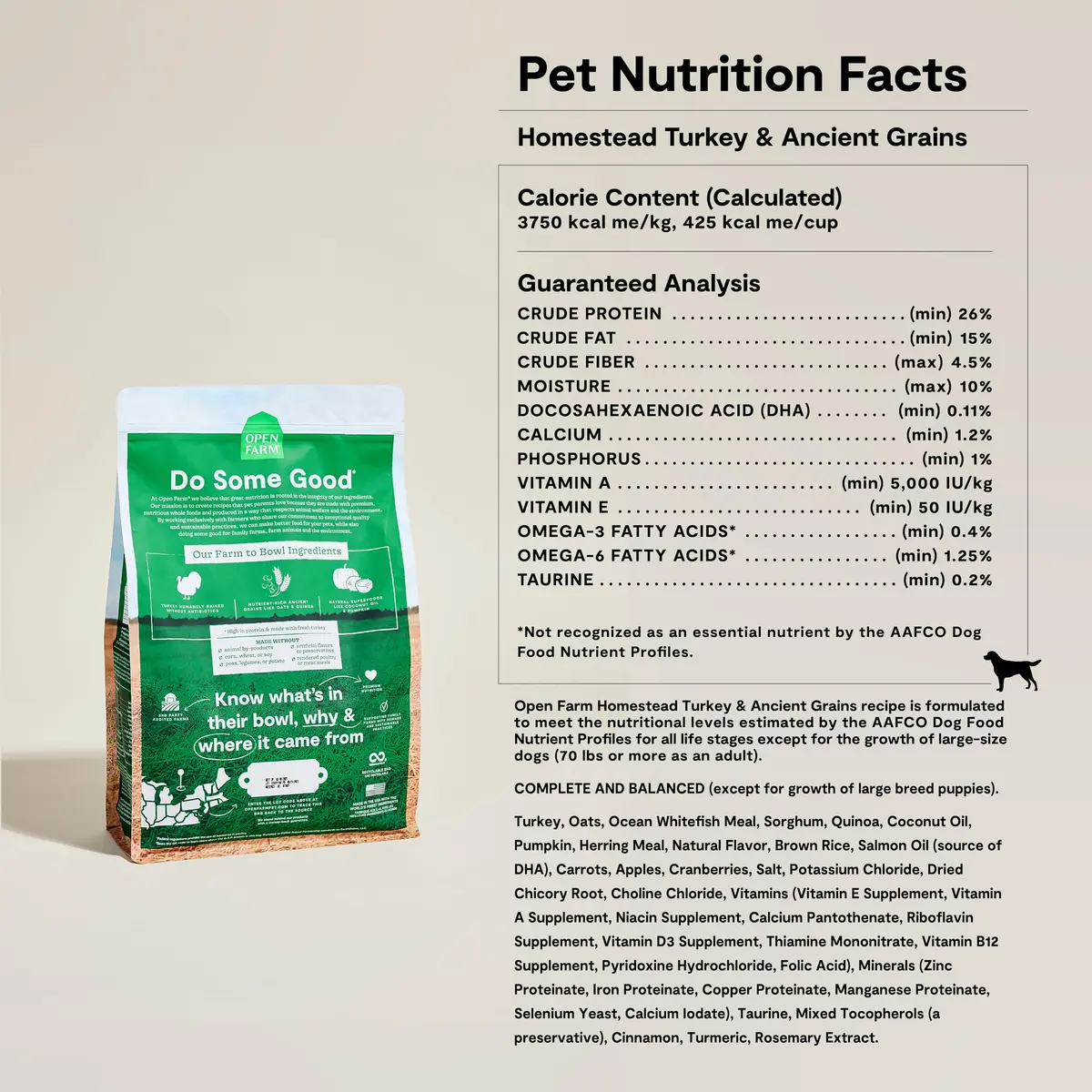 Open Farm Ancient Grains Dry Dog Food, Homestead Turkey Kibble, 1.81kg (4lb) | Heart-Healthy & Balanced Nutrition - view 6