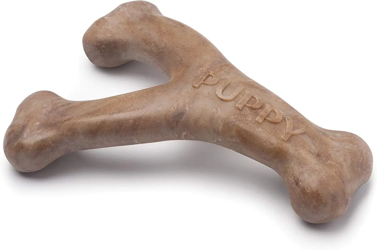 Benebone Puppy Wishbone Dog Chew Toy, Real Bacon, Small | Durable Nylon Chew for Teething Pups - main product image