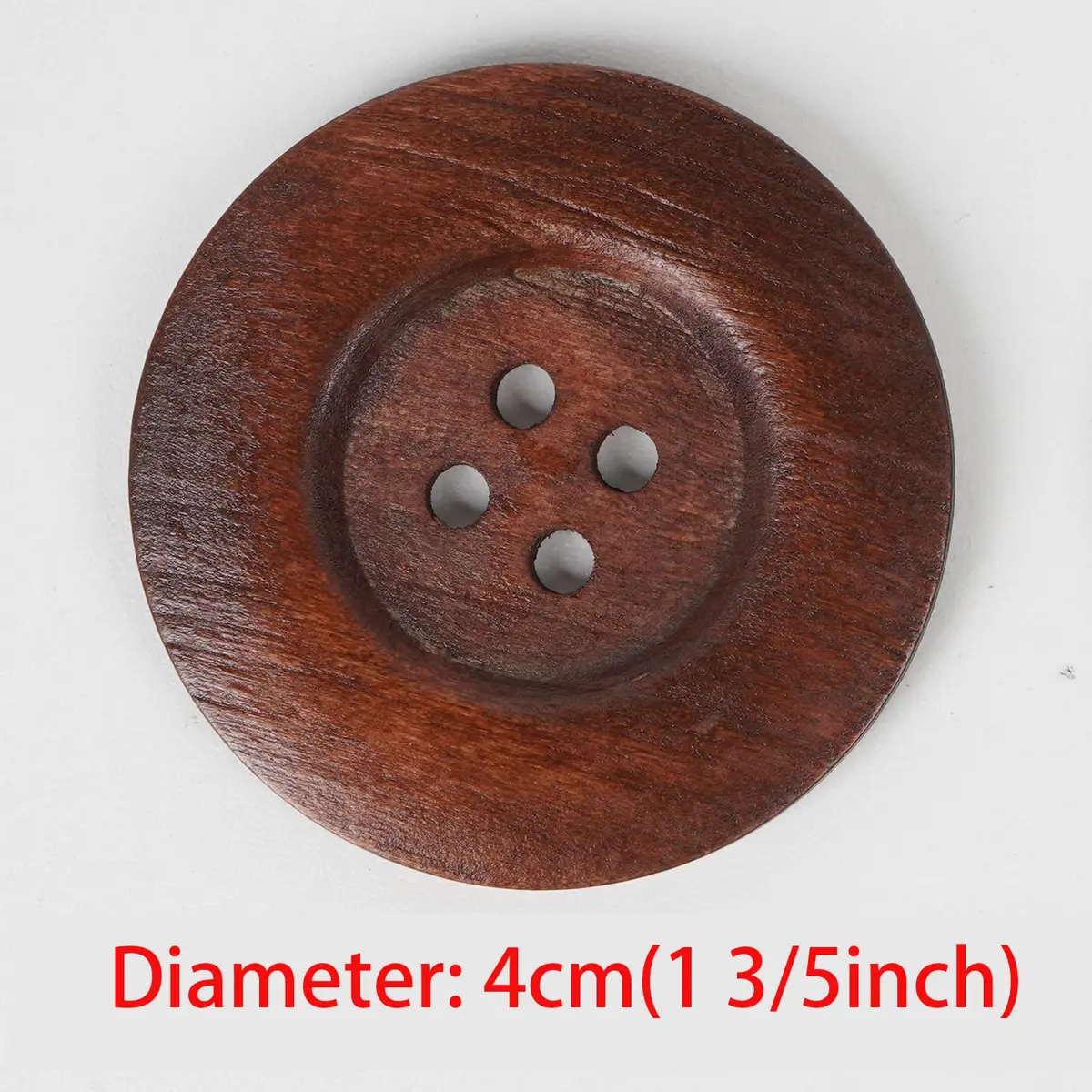 Chenkou Craft 20pcs Big Size 40mm (1 1/2") Light Brown Round Wood Buttons | Craft Sewing Button - view 2