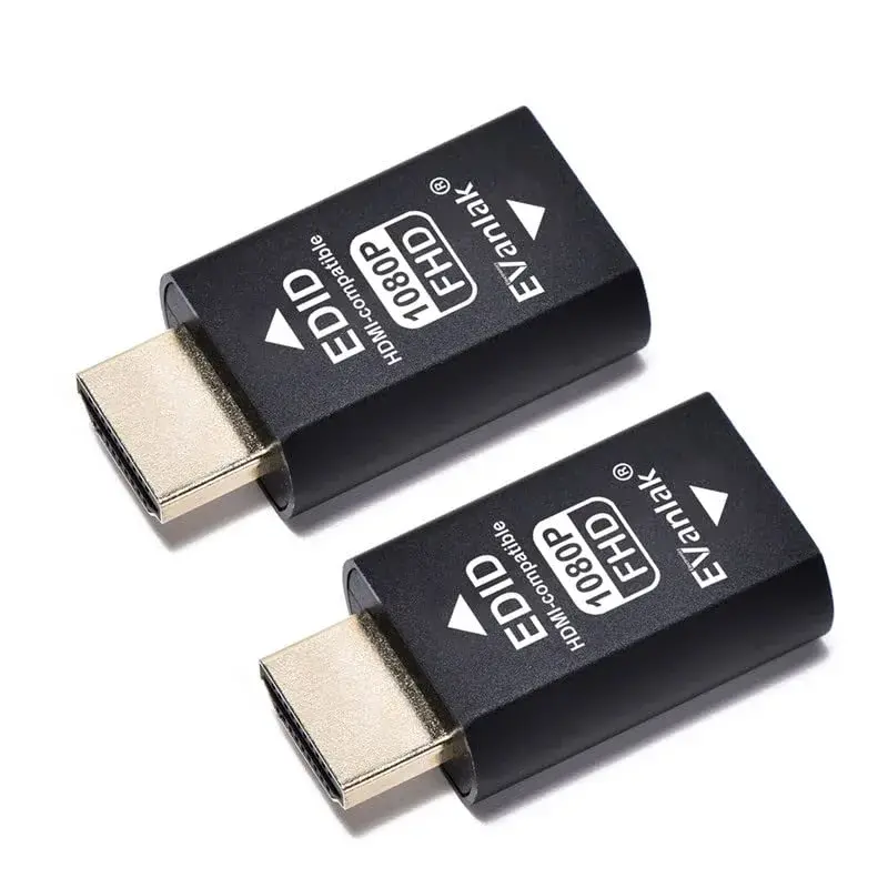 EVanlak E1080P-2PCS 3rd Gen HDMI EDID Emulator Passthrough (2 Pack) for Seamless Display Resolution - main product image